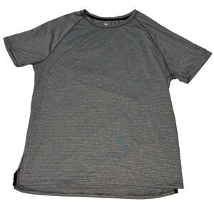 All In Motion Men's Short Sleeve Gym T-Shirt Large Athletic Gray Stripe Dri-Fit